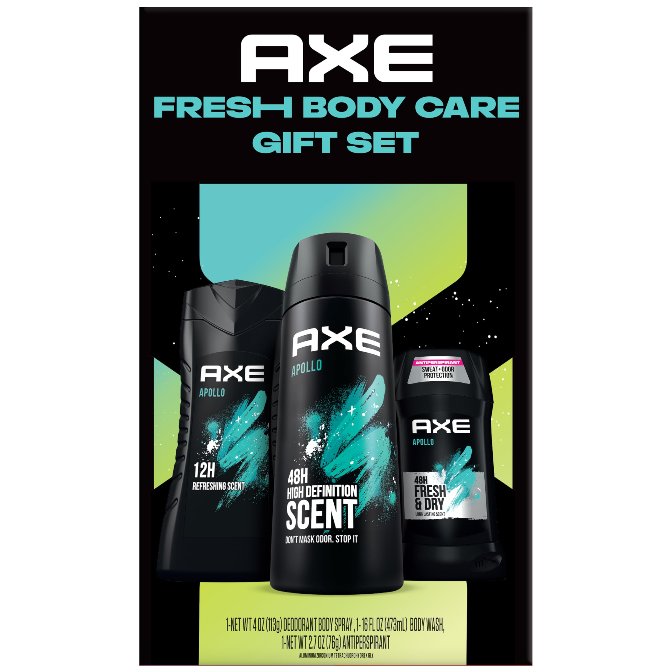 Amazon.com : AXE Apollo Body Care Gift Set – Men's Body Wash, Body